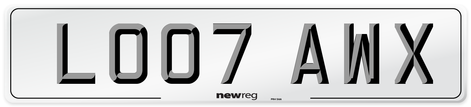 LO07 AWX Number Plate from New Reg